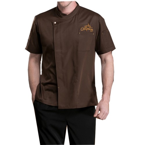 Customized Short Sleeve Chef Coat Brown